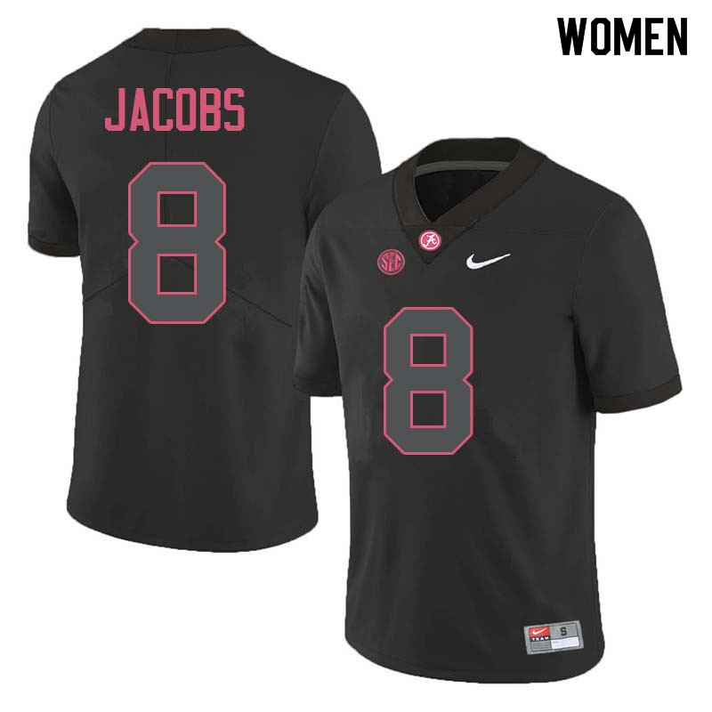 Alabama Crimson Tide Women's Joshua Jacobs #8 Black NCAA Nike Authentic Stitched College Football Jersey ZI16J12EP